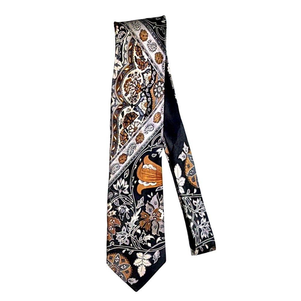 Bijan Men’s Silk Tie | Made in Italy | Paisley Baroque | Luxury Necktie - Picture 2 of 11